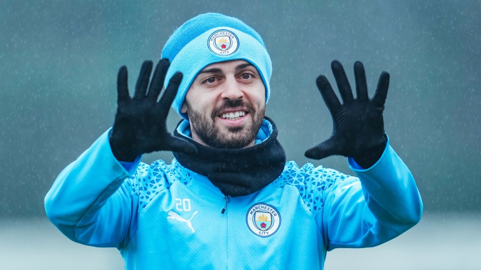 BERNARDO IT'S COLD OUTSIDE  : City's Portuguese maestro braves the conditions.