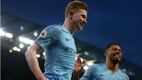 GOLDEN GLOW: KDB and Gabriel Jesus celebrate after the Belgian's fantastic opener