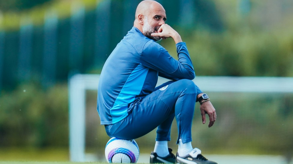THE BOSS: Pep Guardiola watches over proceedings.