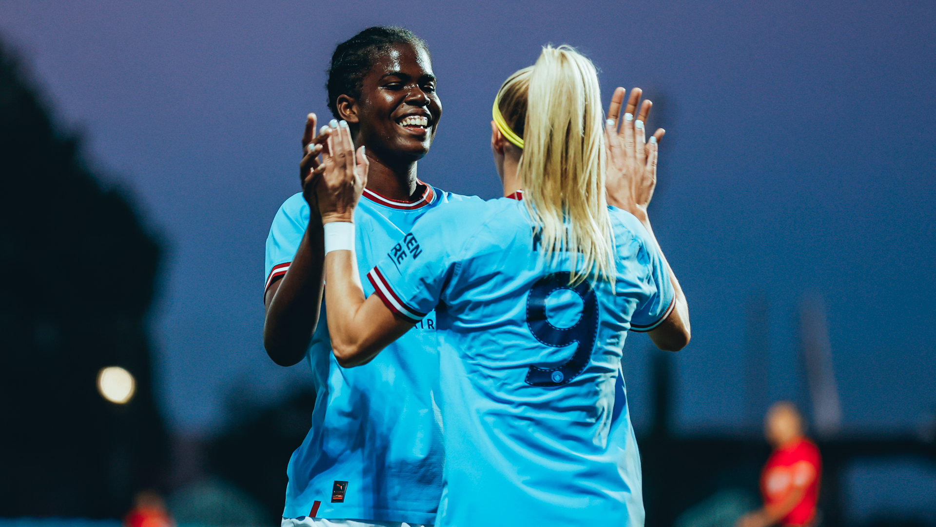 TWO GOOD: Bunny Shaw celebrates her second goal