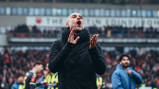 THE BOSS: Applauds the travelling fans.