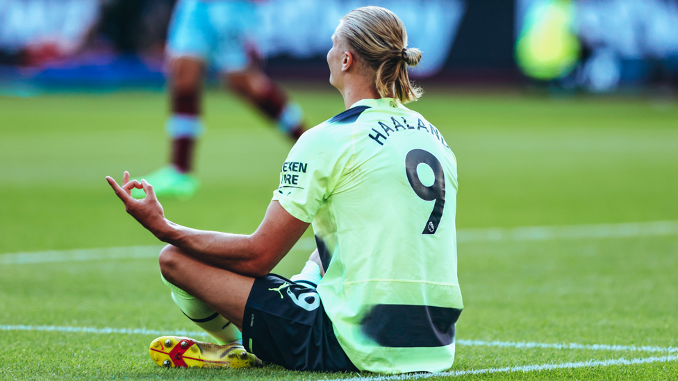 CALM AS YOU LIKE : Haaland produces his trademark celebration.
