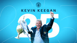 Celebratory image of former manager holding a trophy with Manchester City elements in the background.