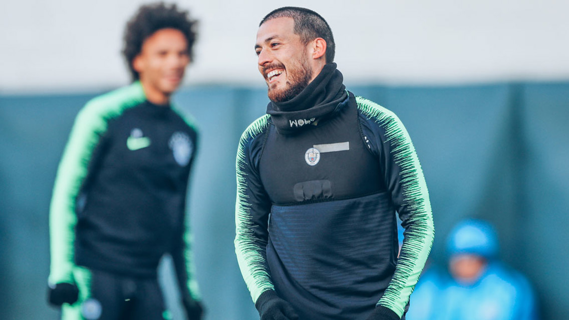 MAGIC MAN: David Silva sees the funny side during a light-hearted break in training