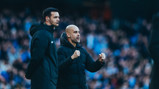 THE BOSS: Guardiola celebrates the early goal.