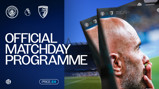 Official matchday programme for Manchester City vs AFC Bournemouth, featuring the match details and price (£4). Includes logos for Manchester City, Premier League, and AFC Bournemouth.