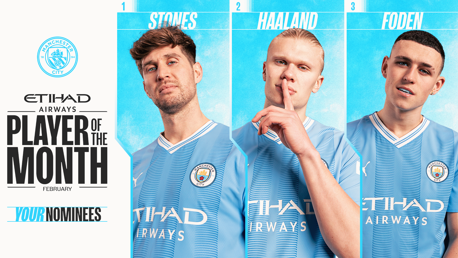 Etihad Player of the Month: February nominees revealed