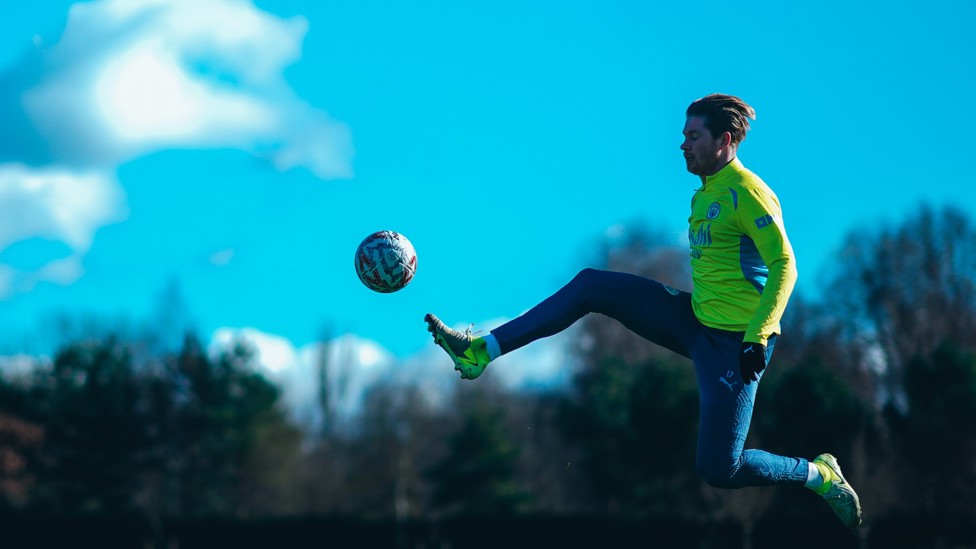 SKY BLUE KEV: KDB enjoying the pleasant weather