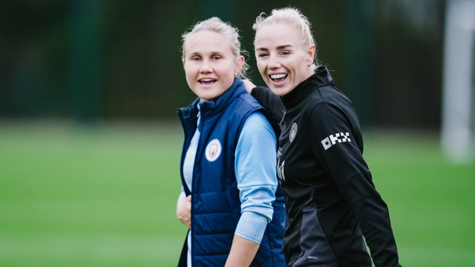 LOOKS FAMILAR: Skipper Alex Greenwood and Next Gen squad Head Coach Izzy Christiansen are captured in focus.