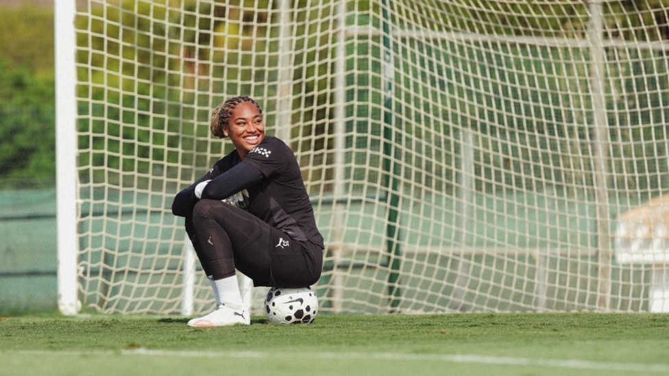 GLOVE STORY: Khiara Keating takes a brief breather.