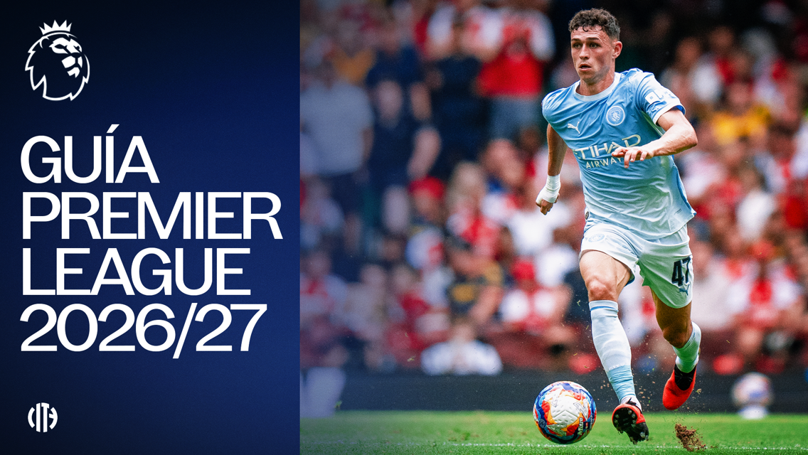 Premier League 2026/27 Guide cover featuring a player in Manchester City kit during a match.
