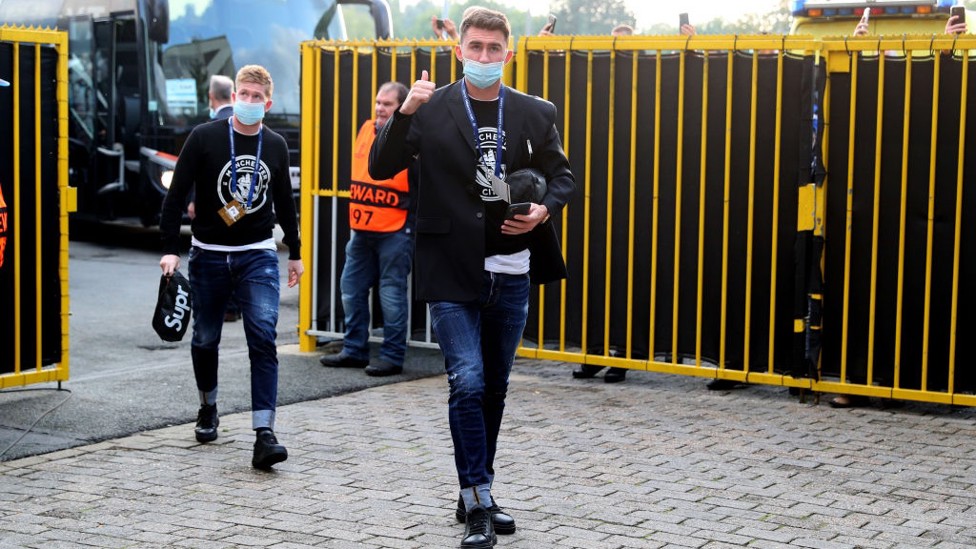 LAPORTING FOR DUTY : Aymeric and Kevin looking smart in Brugge.