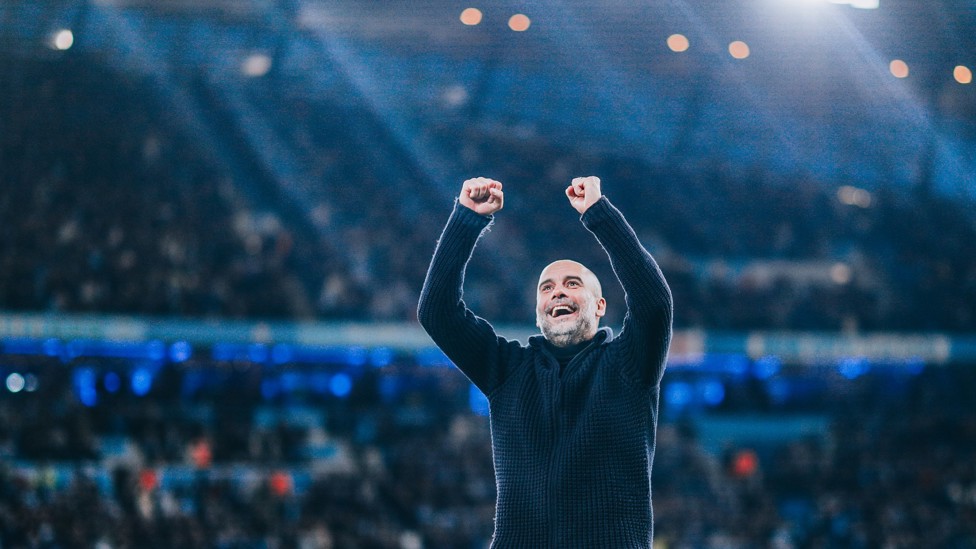 PASSION FROM THE OFF : The boss turns to his family after another City goal