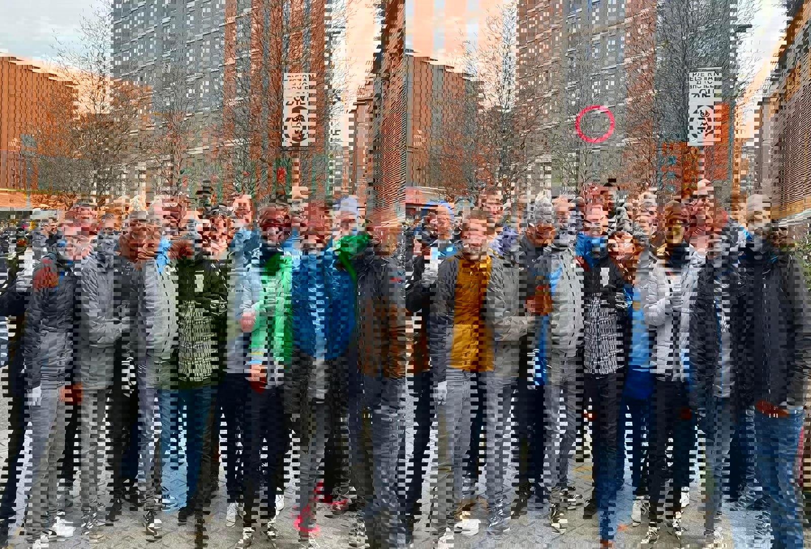  : Rob and Clive catch up with other Canal Street Blues members after City's win over Everton.