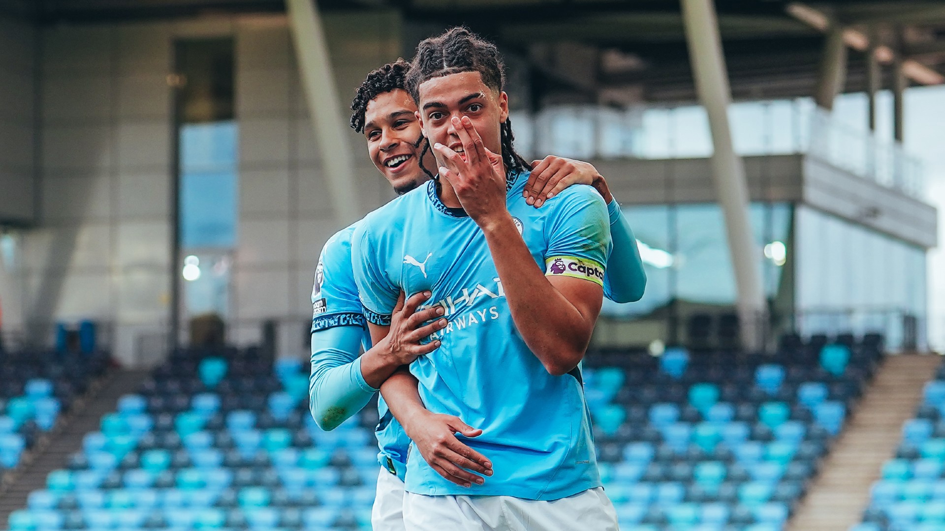 STRIKE ONE: Skipper Jahmai Simpson-Pusey celebrates his goal.