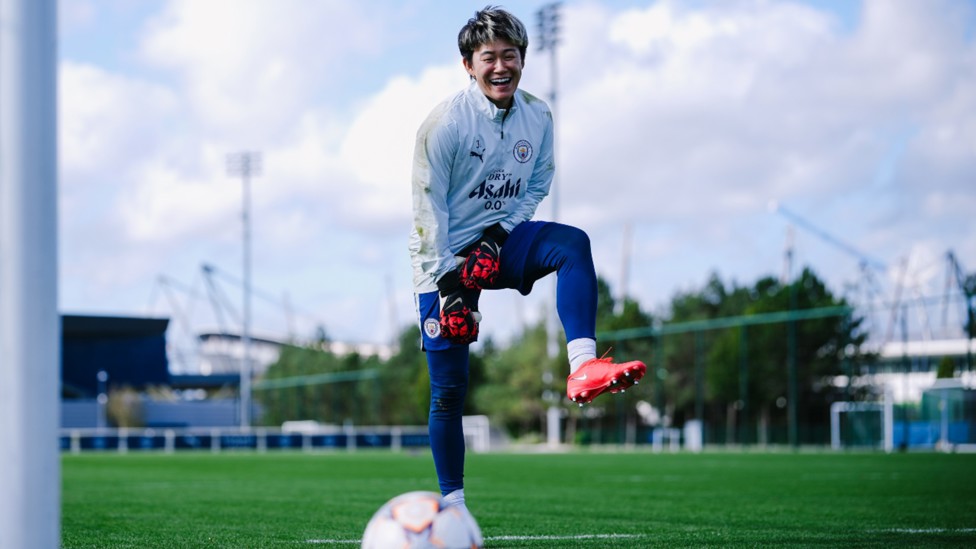 GLOVE STORY: Ayaka Yamashita is happy in her work.