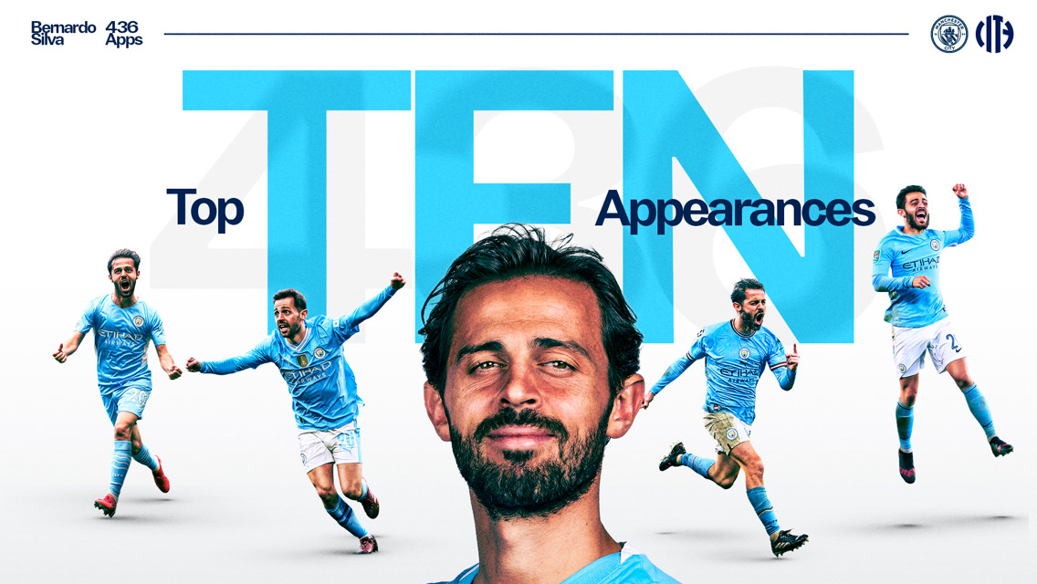 Bernardo enters top 10 City appearance makers of all-time 