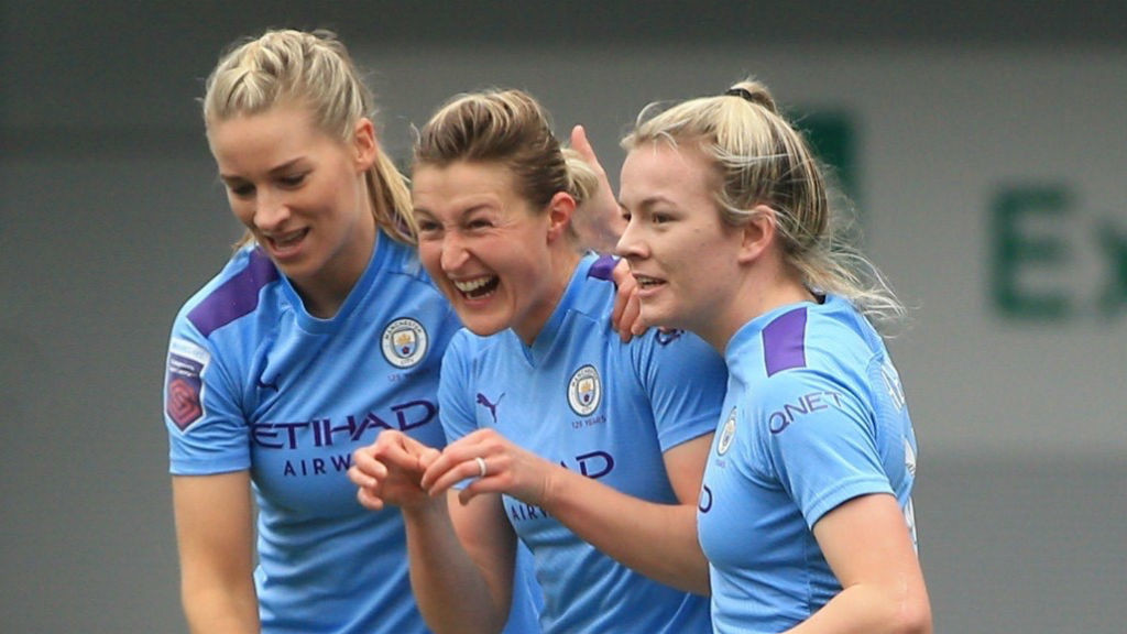 ALL SMILES : Ellen White celebrates after opening the scoring for City