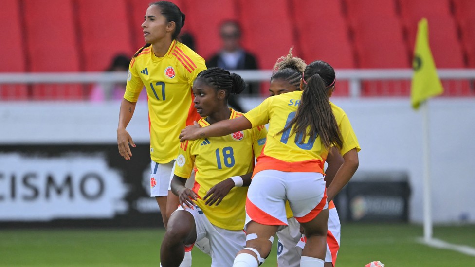 OPENER: Linda Caicedo celebrates after scoring the opening goal 