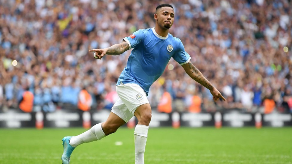 WINNER : Gabriel Jesus ensures a 5-4 victory on penalties at Wembley.