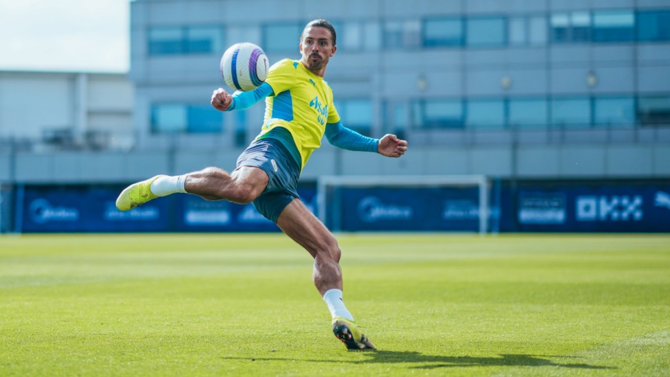 SHOOT TO THRILL: Jack Grealish powers in a volley.