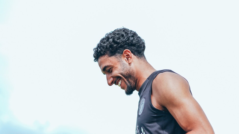 ALL SMILES: Omar Marmoush's expression summed up the positive mood in camp.