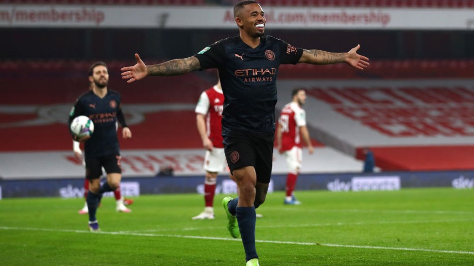 GIFT OF THE GAB: Our Brazilian forward wheels away in celebration