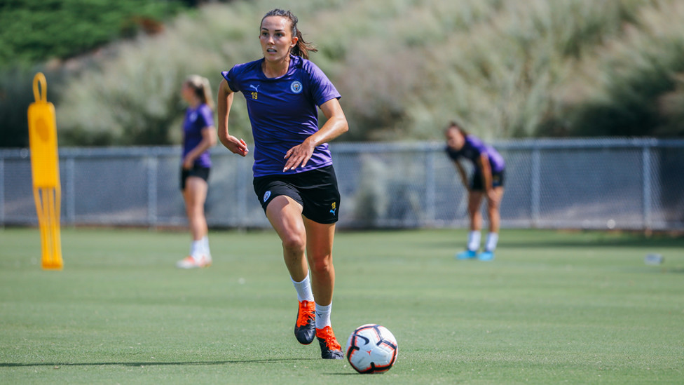 ON THE ATTACK : Caroline Weir bears down on goal... only one result!