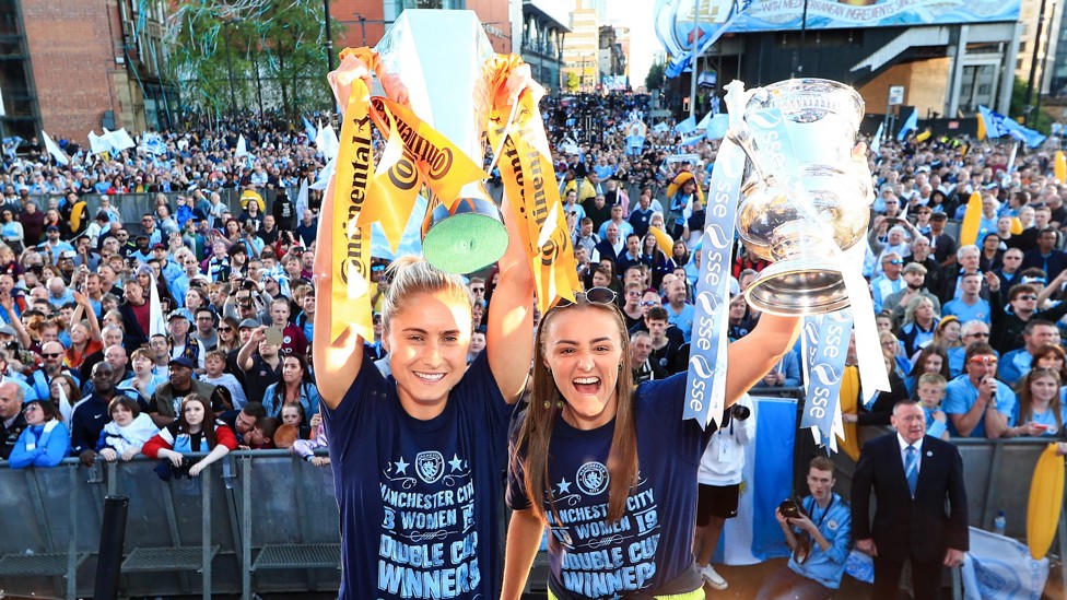 SUPER STEPH : Houghton captains City to another double winning both the Conti Cup and FA Cup in the 2018/19 season.