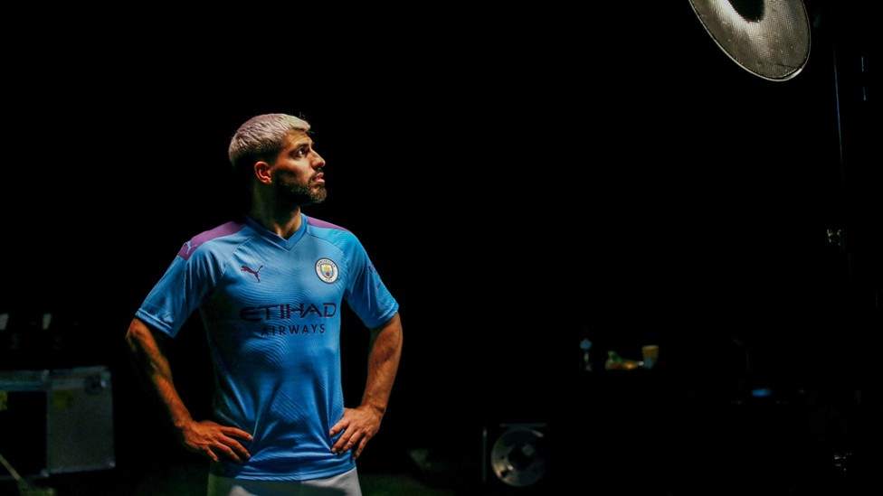 ACTION STATIONS : Sergio Aguero sizes up the new City home strip