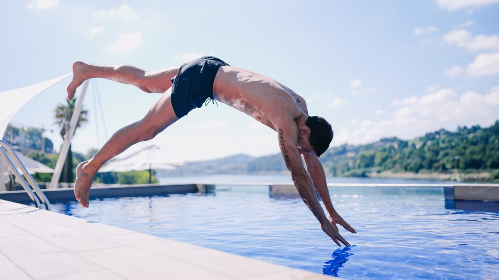 MAKING A SPLASH : Ruben Dias jumps in
