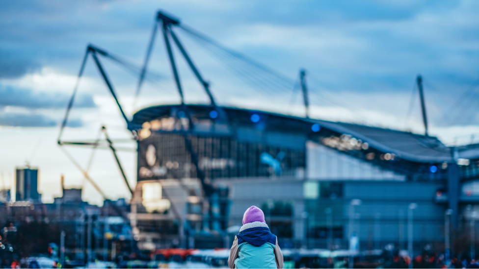 UP FOR THE CUP : Supporters make their way to the Etihad Stadium for the FA Cup clash with Plymouth.