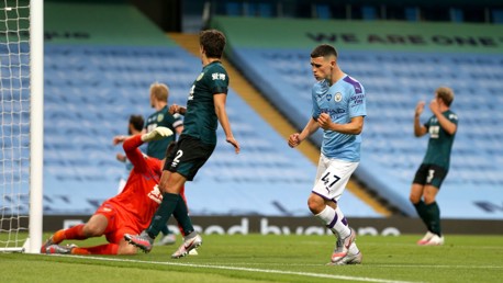 FIVE STAR: Foden celebrates netting his second and our fifth just after the hour mark.