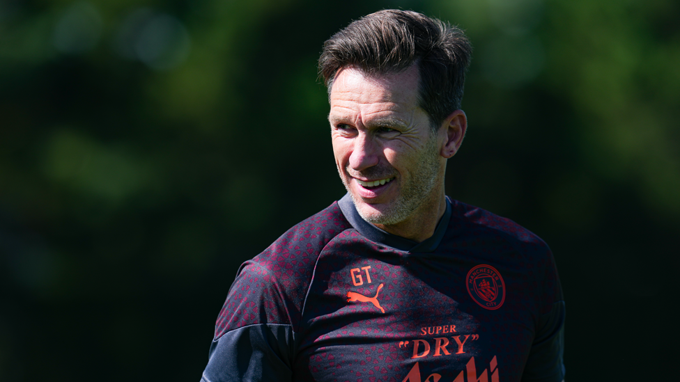 BOSSING IT : Gareth Taylor watches on