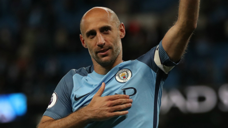 LIONHEART: Pablo Zabaleta bids farewell to the City fans