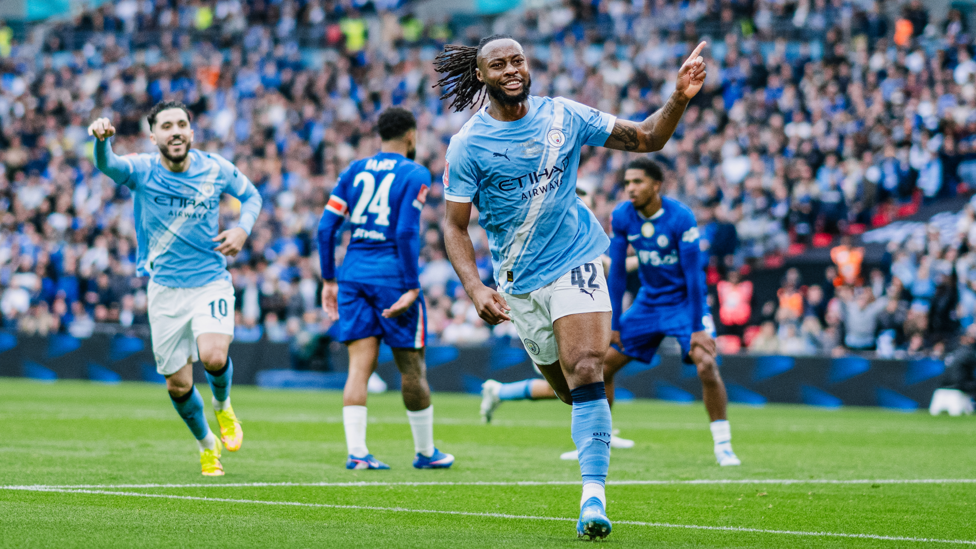 SEMENYO SCORES : Antoine wheels away to celebrate his superb goal.