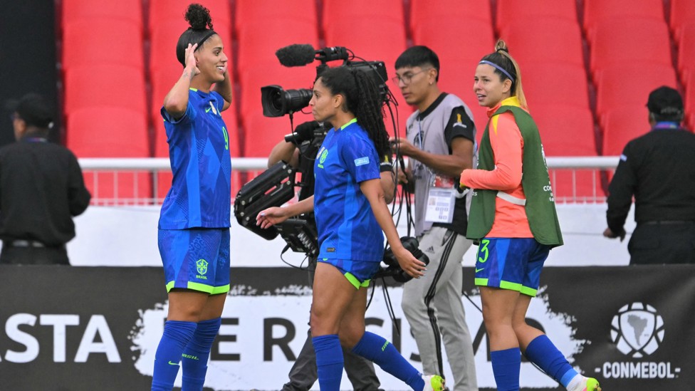 ANOTHER EQUALISER: Amanda Gutierres celebrates after scoring in the 80th minute