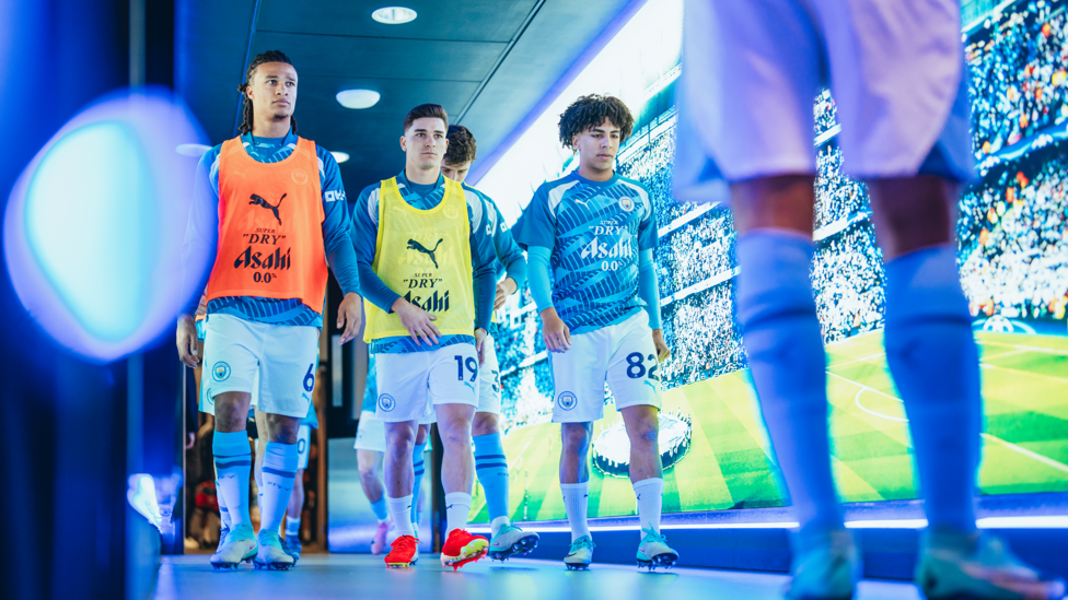 GAME FACE: The team look focussed as they headed out for their pre-match drills