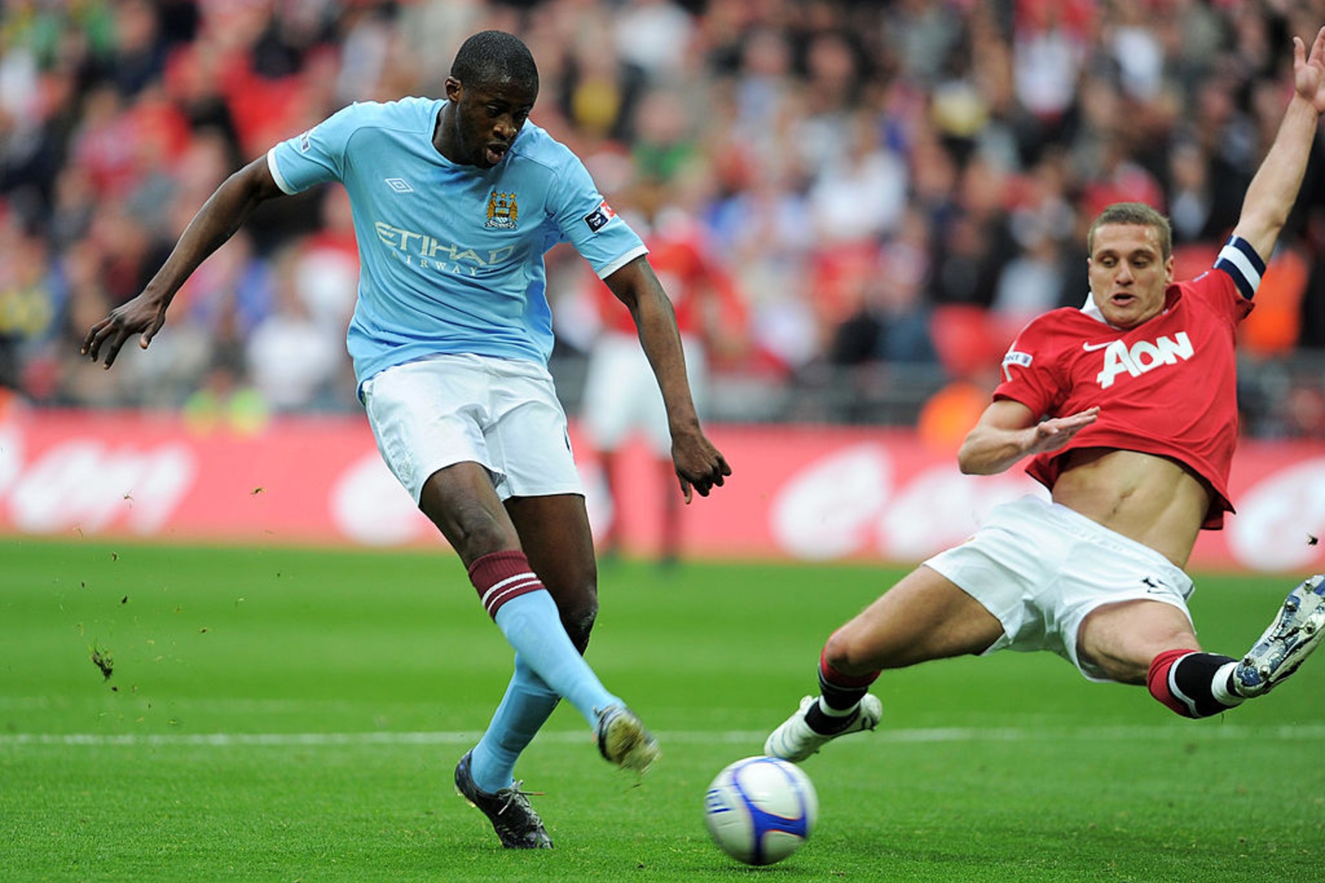TAKE THAT: Yaya Toure fires home for City.