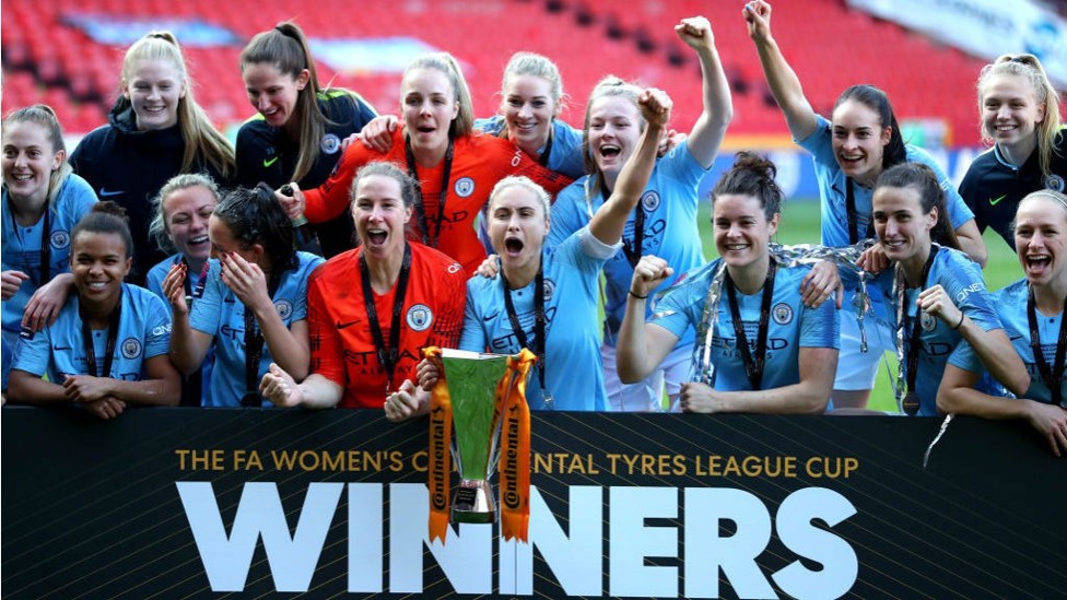 SILVERWARE : Ellie’s first trophy at City came in our 2019 Continental Cup victory over Arsenal