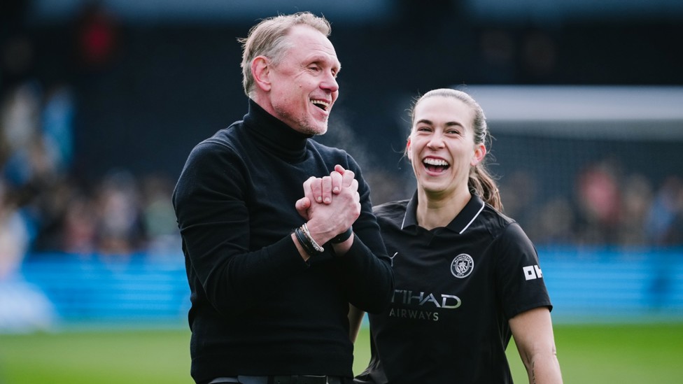 DOUBLE ACT : Andrée Jeglertz and debutant Sam Coffey celebrate the late win