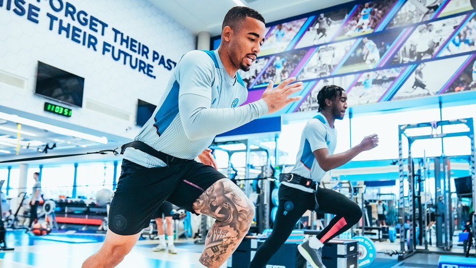 DYNAMIC DUO : Gabriel Jesus and Josh Wilson-Esbrand working hard in the gym