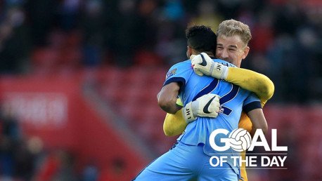 GAEL FORCE: Clichy celebrates a stunning goal with Joe Hart