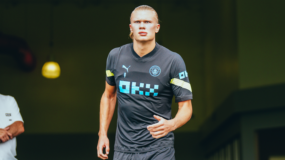 NORWEGIAN NUMBER NINE : Erling Haaland makes his way out to training