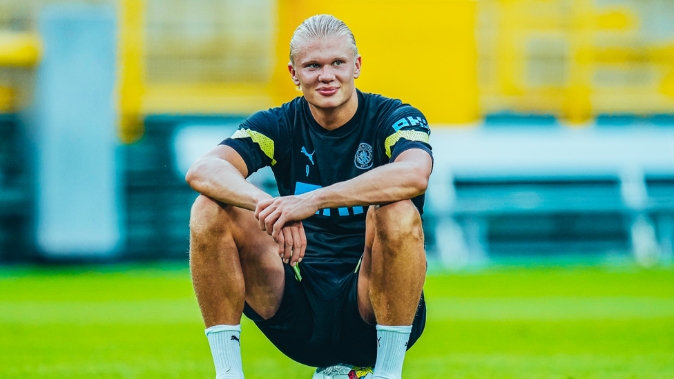 NEW RECRUIT : Erling Haaland rests up ahead of the next drill