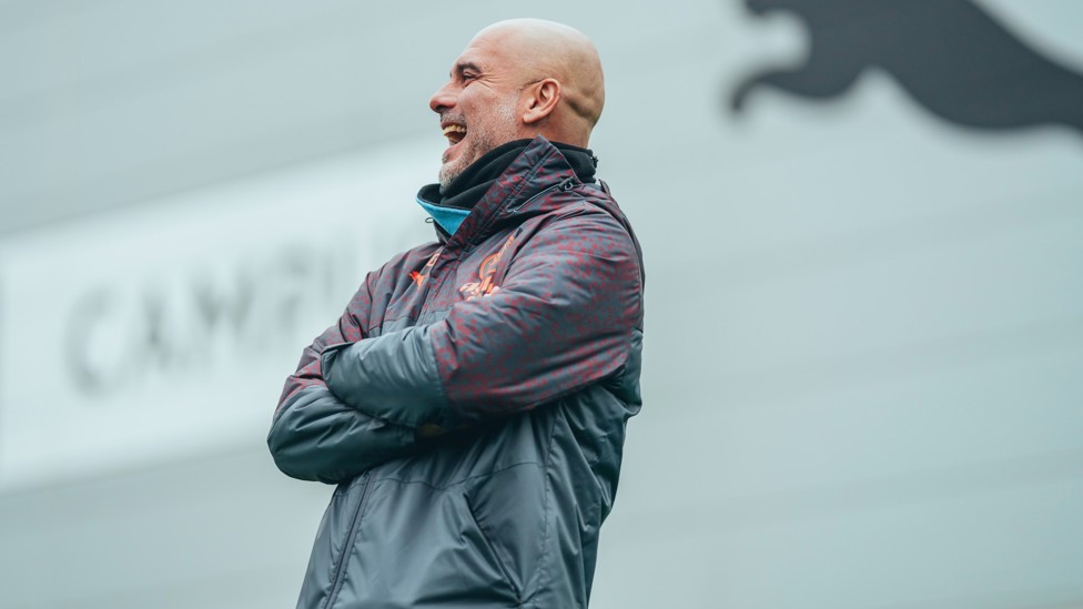 ALL SMILES : Pep Guardiola gets ready for the FA Cup final
