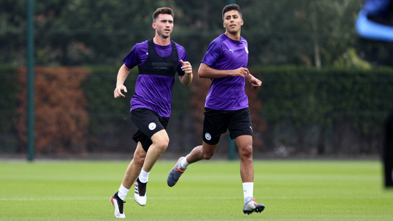 BLUES BROTHERS: Aymeric Laporte and new signing Rodri step up their fitness drills