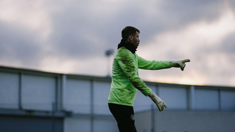 PROVIDING INSTRUCTIONS : Marcus Bettinelli gives our information to his team-mates.