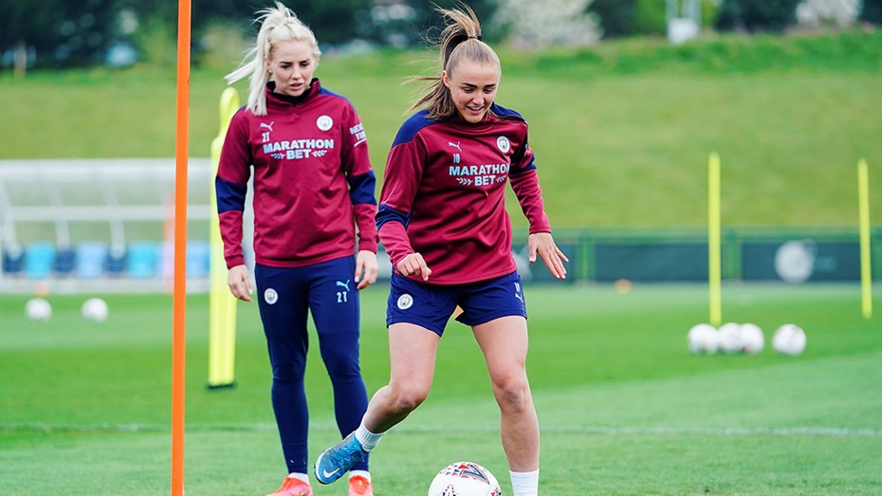 TOUCH AND GO : Stanway gets a feel for the ball during this drill.