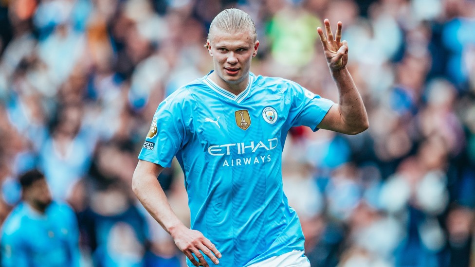 HAT-TRICK HAALAND: The Norwegian scores his and City's third